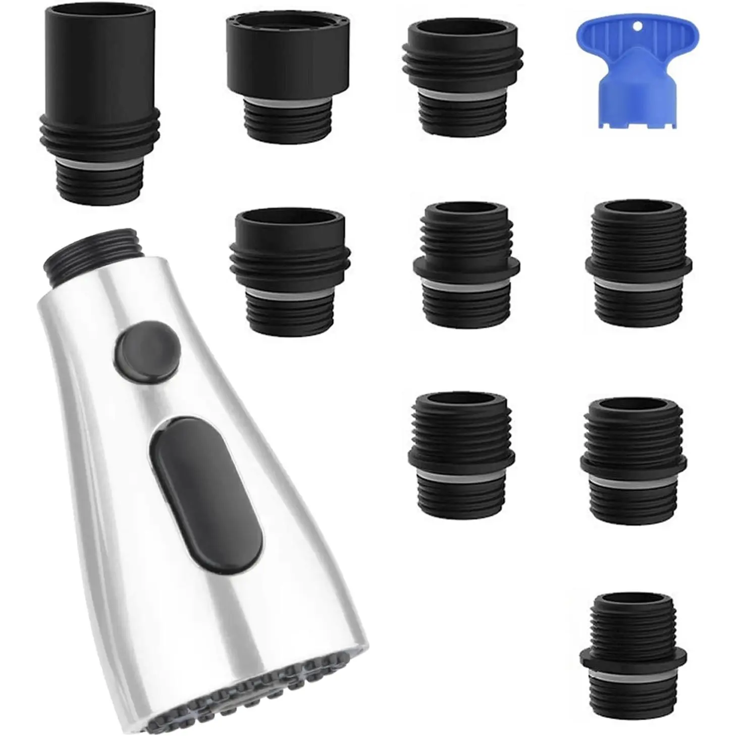 Kitchen Faucet   with 9 Adapters, Metal Pull Down Sink Faucet , 3 Function Sink Sprayer,  Standard Faucet Adapter, Sink Hose Attachment for Faucet,  Kohler  Faucets