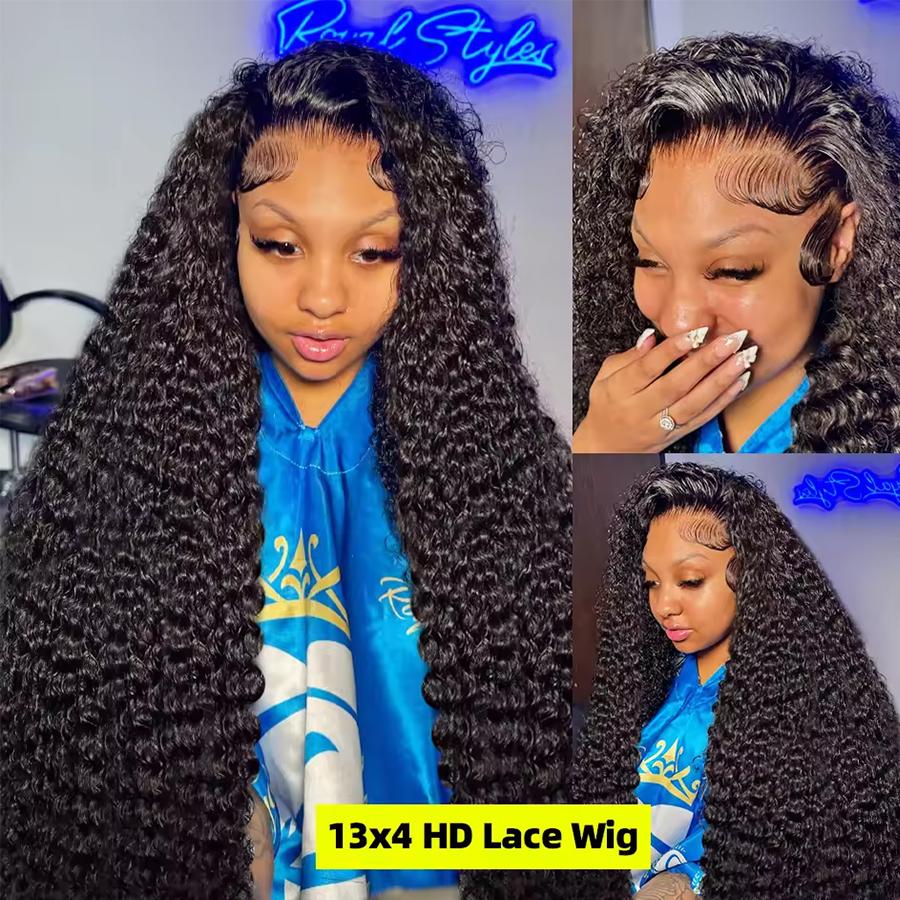 Bling Hair 13x4 13x6 HD Transparent Lace Frontal Wigs Human hair Pre Plucked Brazilian Body Wave Frontal Wigs Human Hair with Baby Hair 10A Grade 180 Density Natural Hairline Natural Black Color