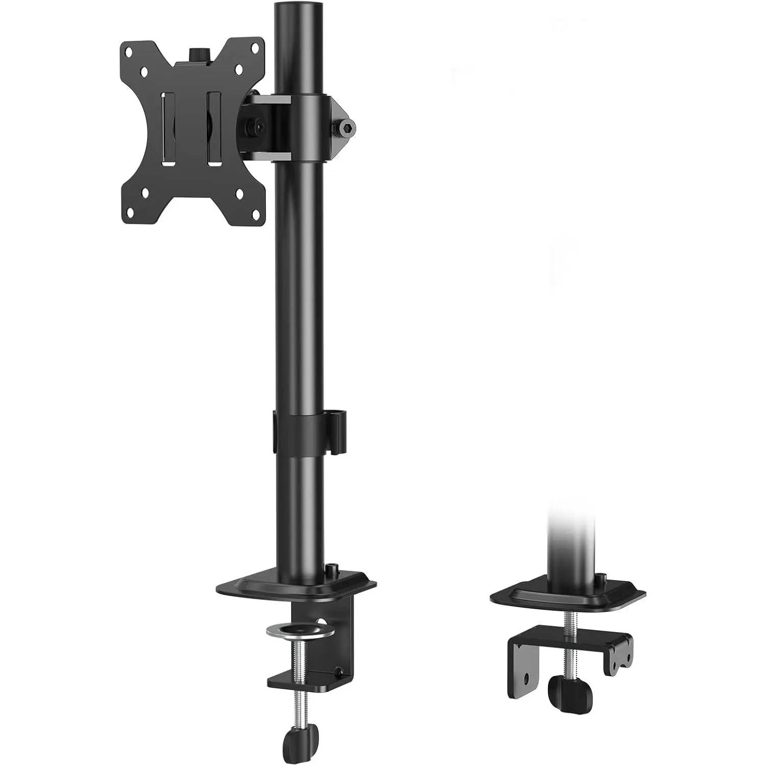 Single  Mount, Adjustable  Stand for Max 32 Inch Flat Curved  Screen, Monitors Arm Desk Mount Fit VESA 75x75& 100x100, up to 17.6lbs, with C-Clamp and Grommet Base, Black