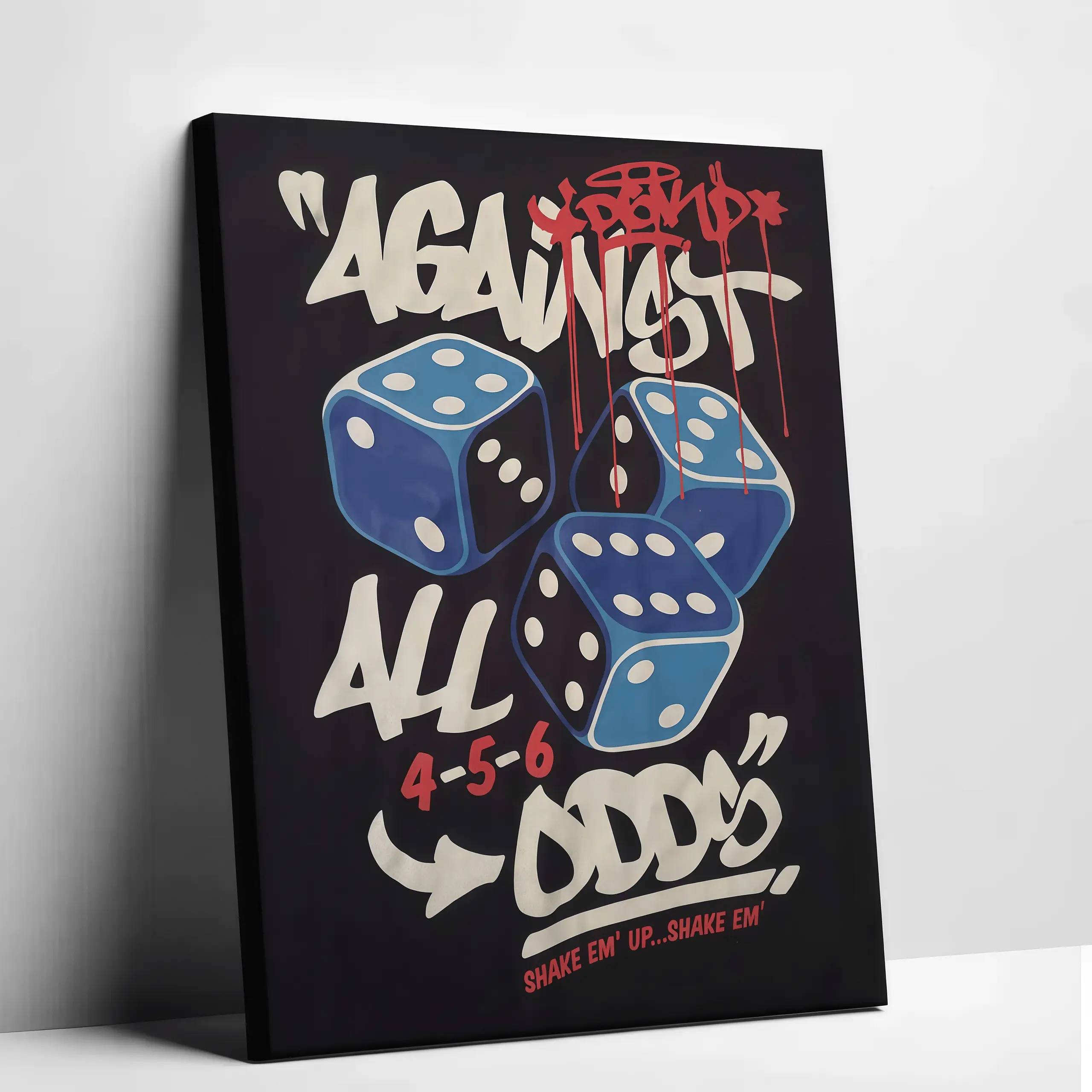 Graffiti Dice Canvas Art Against All Odds Retro Poster Aesthetic Prints Trendy Bedroom Decor Man Cave Hanging Cool Living Room Pictures Creative Gifts, Street Art Wall Decor, Urban Poster, Graffiti Artwork, Modern Room Decor, Aesthetic Wall Art
