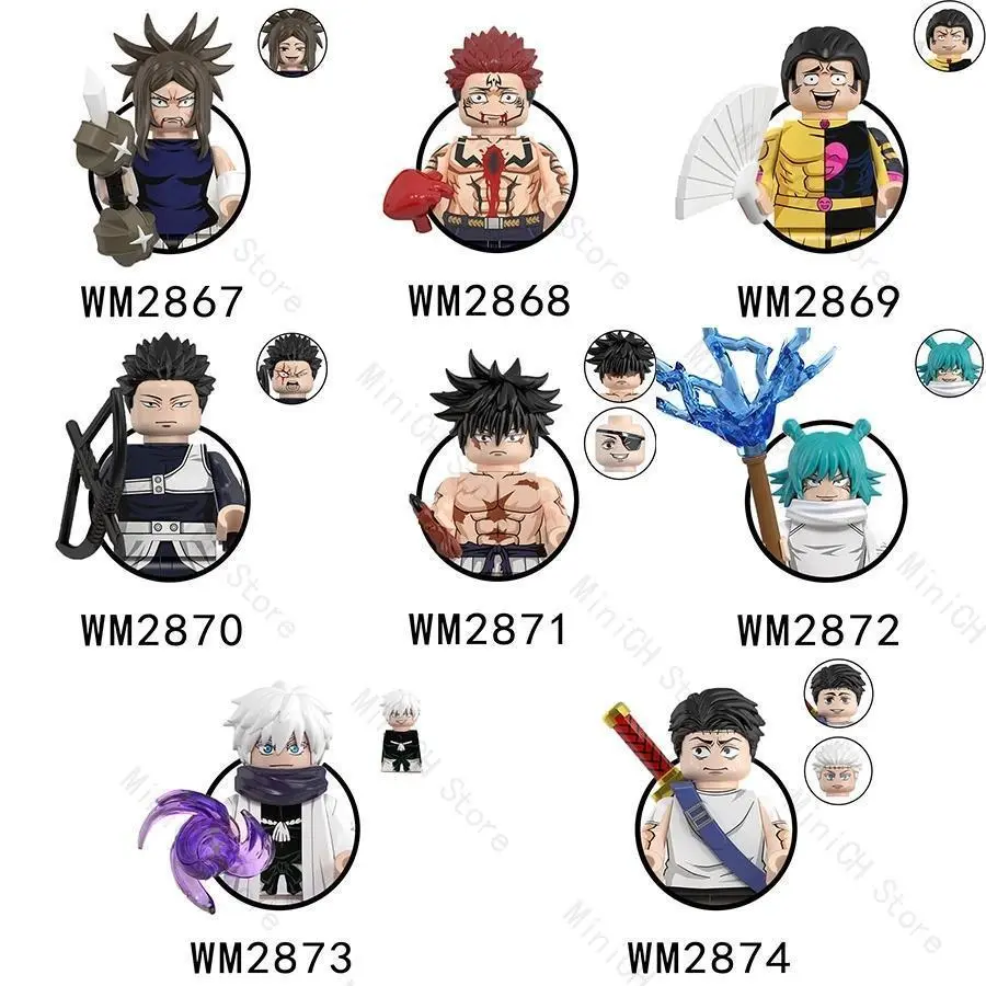 WM6202 Anime Cartoon JJK Action Figures Building Blocks Gojo Satoru Ryomen Sukuna Itadori Yuji Mai Todo Hana Maki Sukuna Bricks