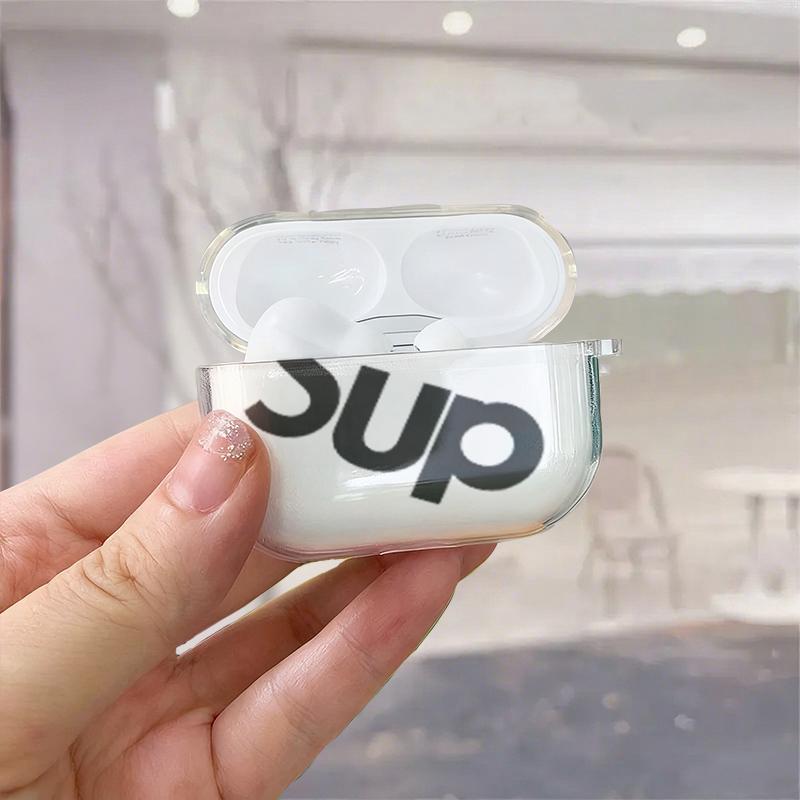 Slanted Bold Supreme Style  AirPods Case Shockproof Dustproof Armor for AirPods 1/2/3/4 Drop-Proof Protection Streetwear Vibe Perfect Gift for Tech Fashion Heads