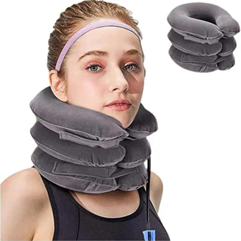 Cervical Neck Traction Device for Neck Support, Portable Neck Relaxer, Inflatable & Adjustable Neck Stretcher Neck Support Brace, Neck Traction Pillow for Home Use Neck Decompression
