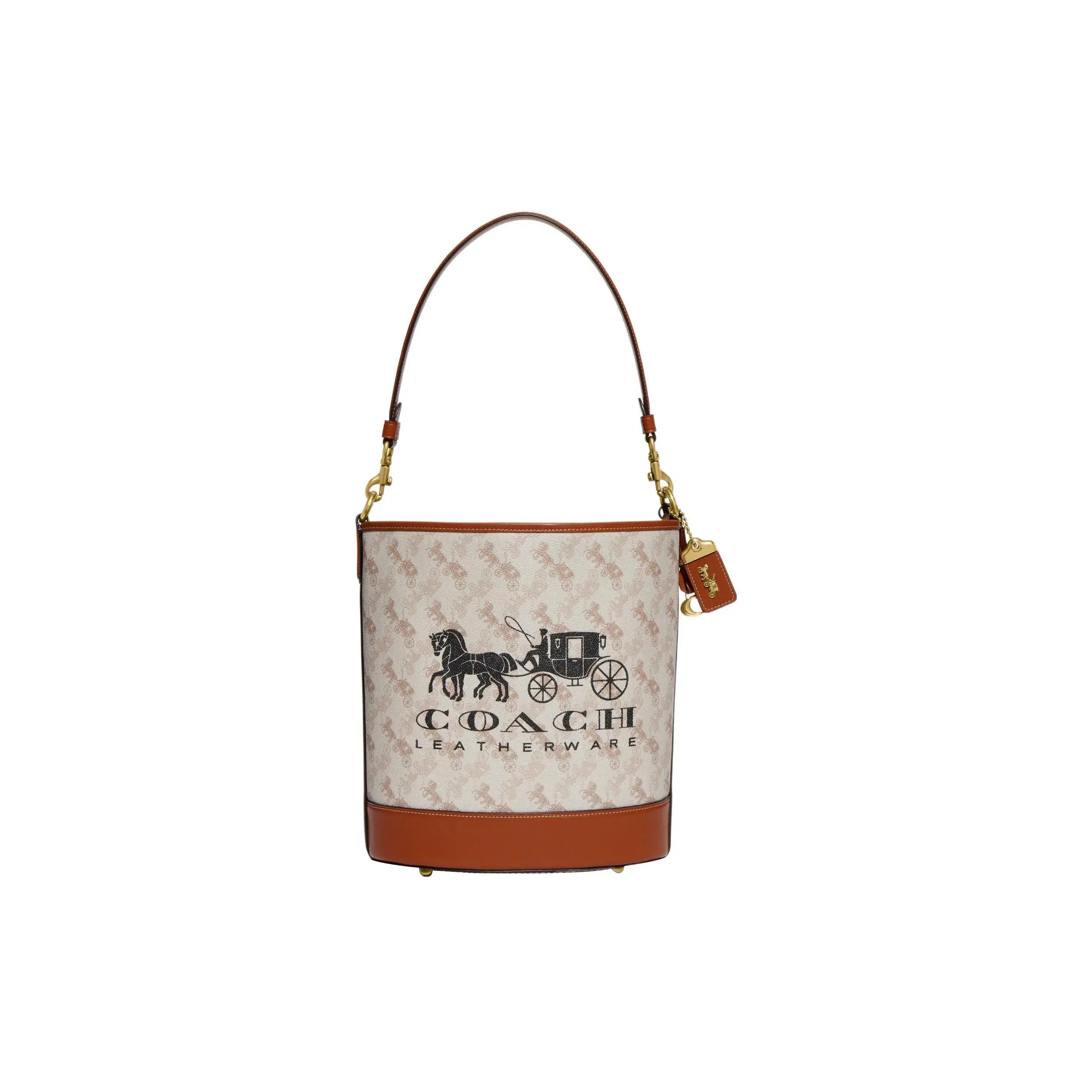 Coach Dakotah 34 Bucket Bag for Women – Coated Canvas and Premium Calfskin with Carriage Print and Interior Zip Pocket Verifiable, with credentials and supporting global authentication