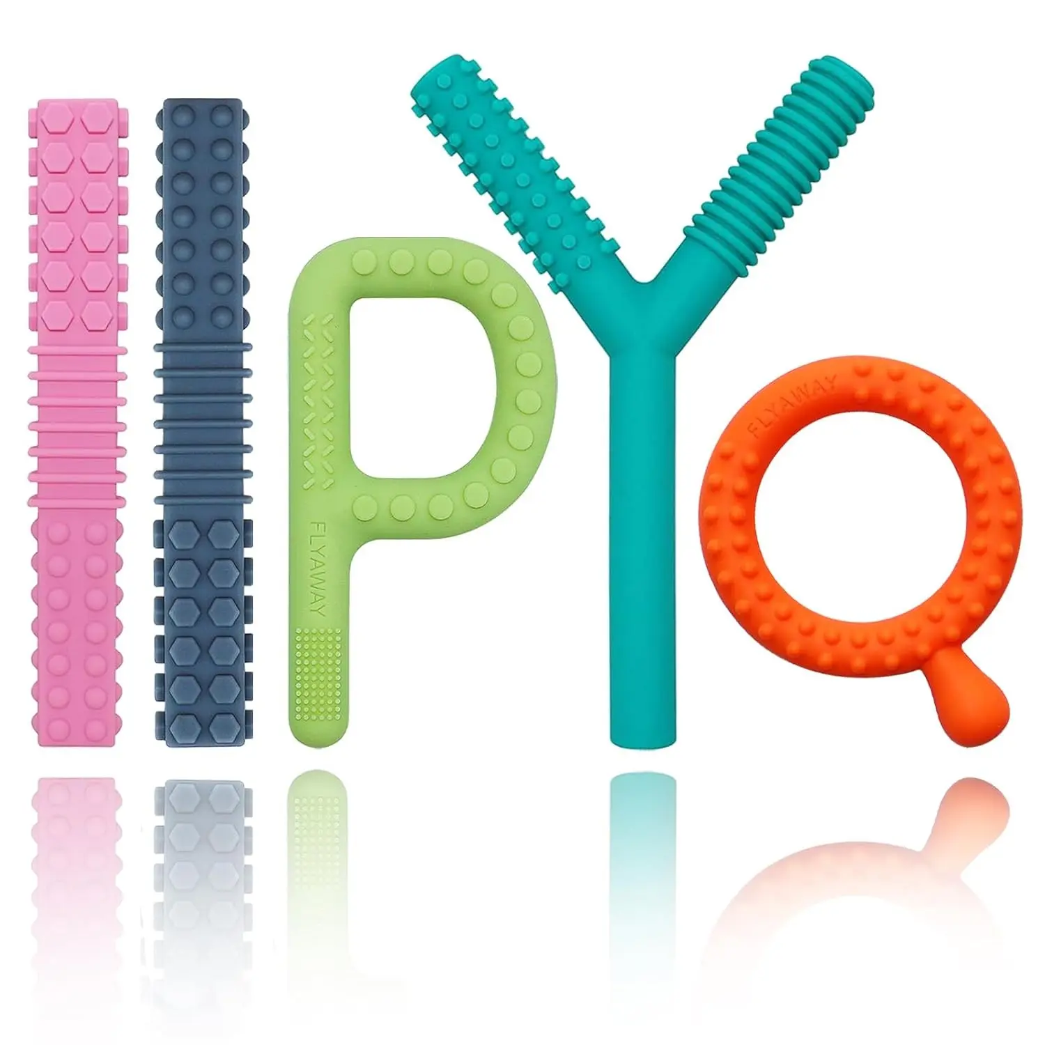 Sensory Toys for Kids with Autism, Silicone Baby Teething Toys 5 Pack Autism Toys for ADHD, Anxiety, SPD Chewing Biting Fidgeting, Teething Relief Tubes for Babies - BPA Free