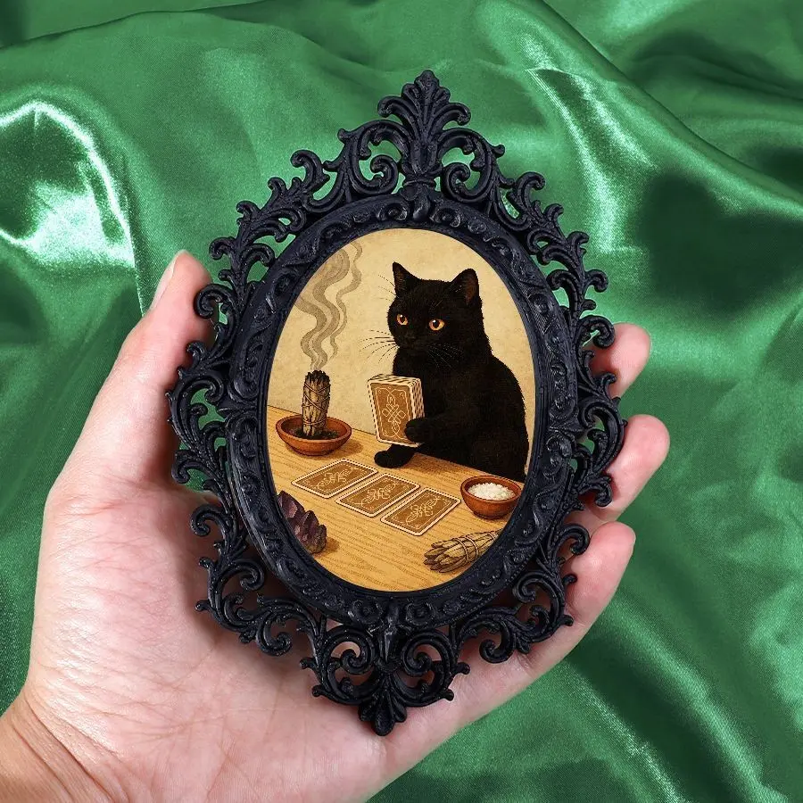 Vintage Black Carved Oval Photo Frame Refrigerator Magnet, Decorative Magnetic Sticker For Kitchen Fridge, Niche Creative Home Wall Mini Ornament, Unique Atmospheric Home Decor Gift