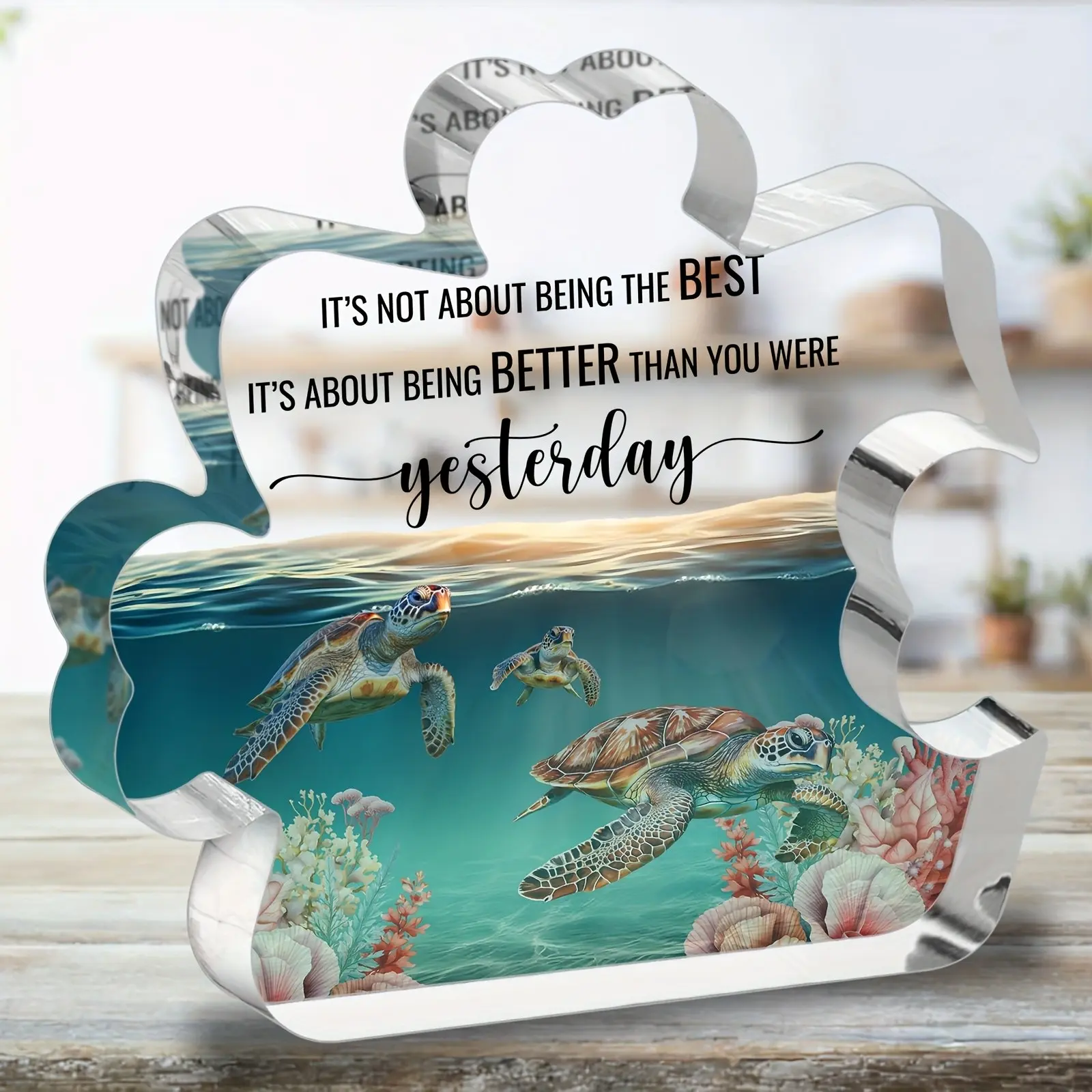 2D Flat Turtle Acrylic Ornament, Christian Religious Gift, Home & Office Decor, Inspirational Ocean Theme, Modern Christian Symbol, Christmas Gift