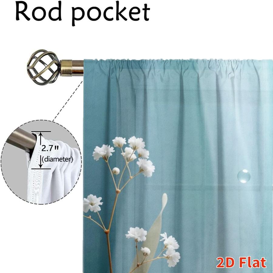 2Pcs Ocean Style Starfish Seashell Bubble Pattern Sun Blocking Curtains Digital Printed Rod Pocket, Window Treatment For Bedroom Office Kitchen Living Room Study Home Decor