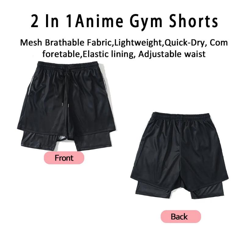 Anime Compression Set Fitness Suit For Men Quick Dry 3D Compression Shirt+Gym Shorts compression shirts gym shirts Sporty Style Clothes graphic tee