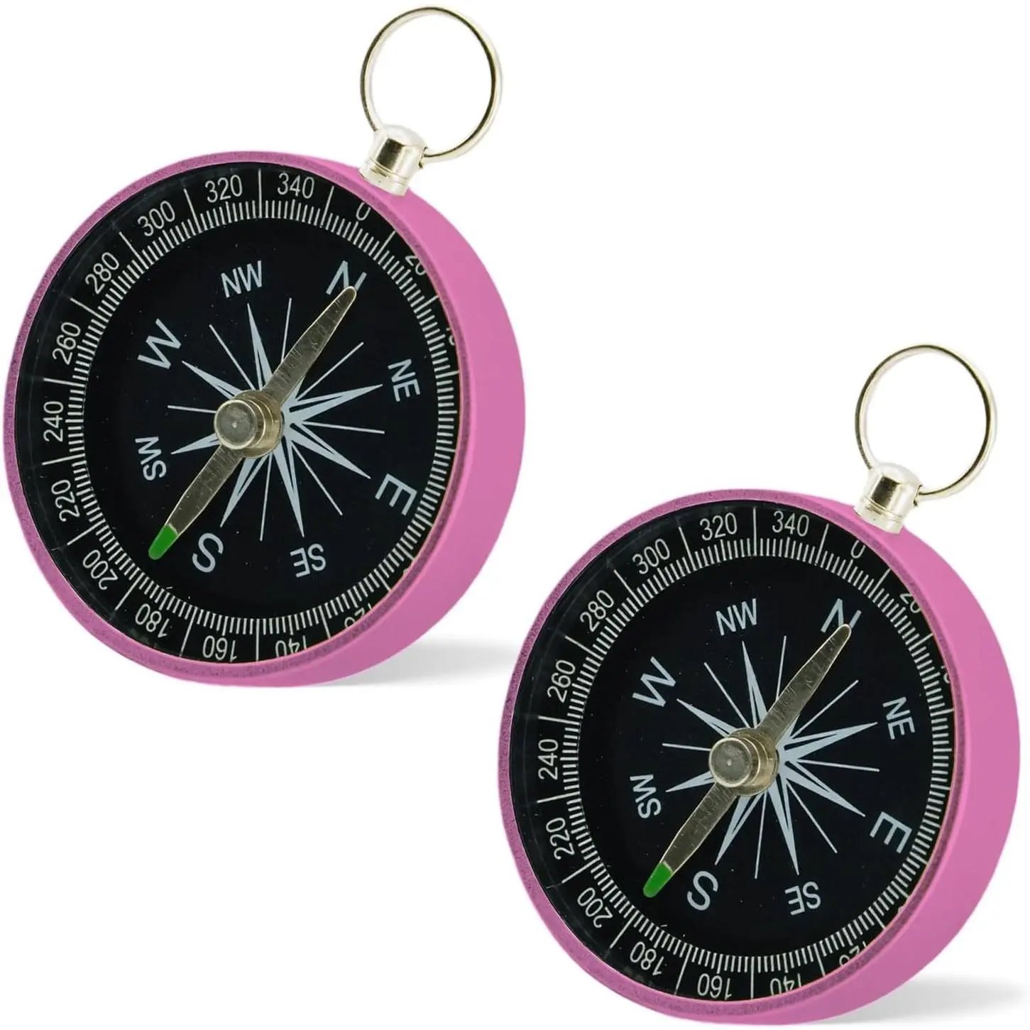 2 Pieces Mini Pocket Compass with Key Ring Navigation Tools for Hiking Survival Mountaineering Camping Outdoor Adventure Party