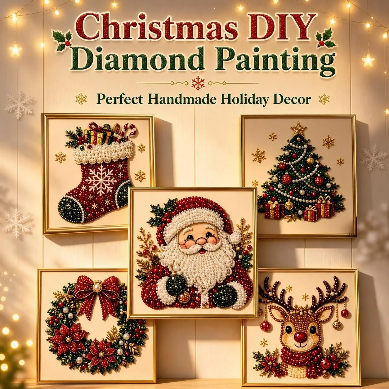 DIY Christmas Pearl Diamond Painting Art, Frameless, Perfect for Adults and Beginners, 3D Diamond Painting, Home Wall Decoration, a Great Gift Choice for Friends and Family