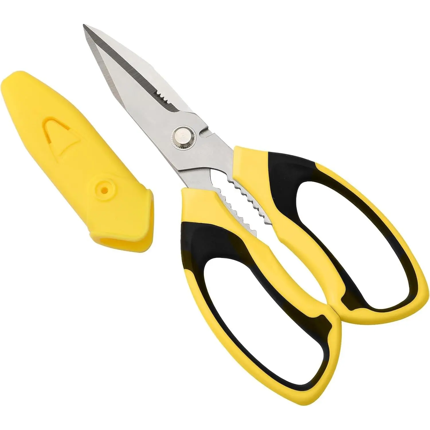 Utility Scissors Heavy Duty: 8-Inch sharp Scissors All Purpose heavy duty, Serrated Blades Cut Carpet, Cardboard, Wire, Leather, Fabric, Multipurpose Shears for Kitchen, Garden, Office, Craft