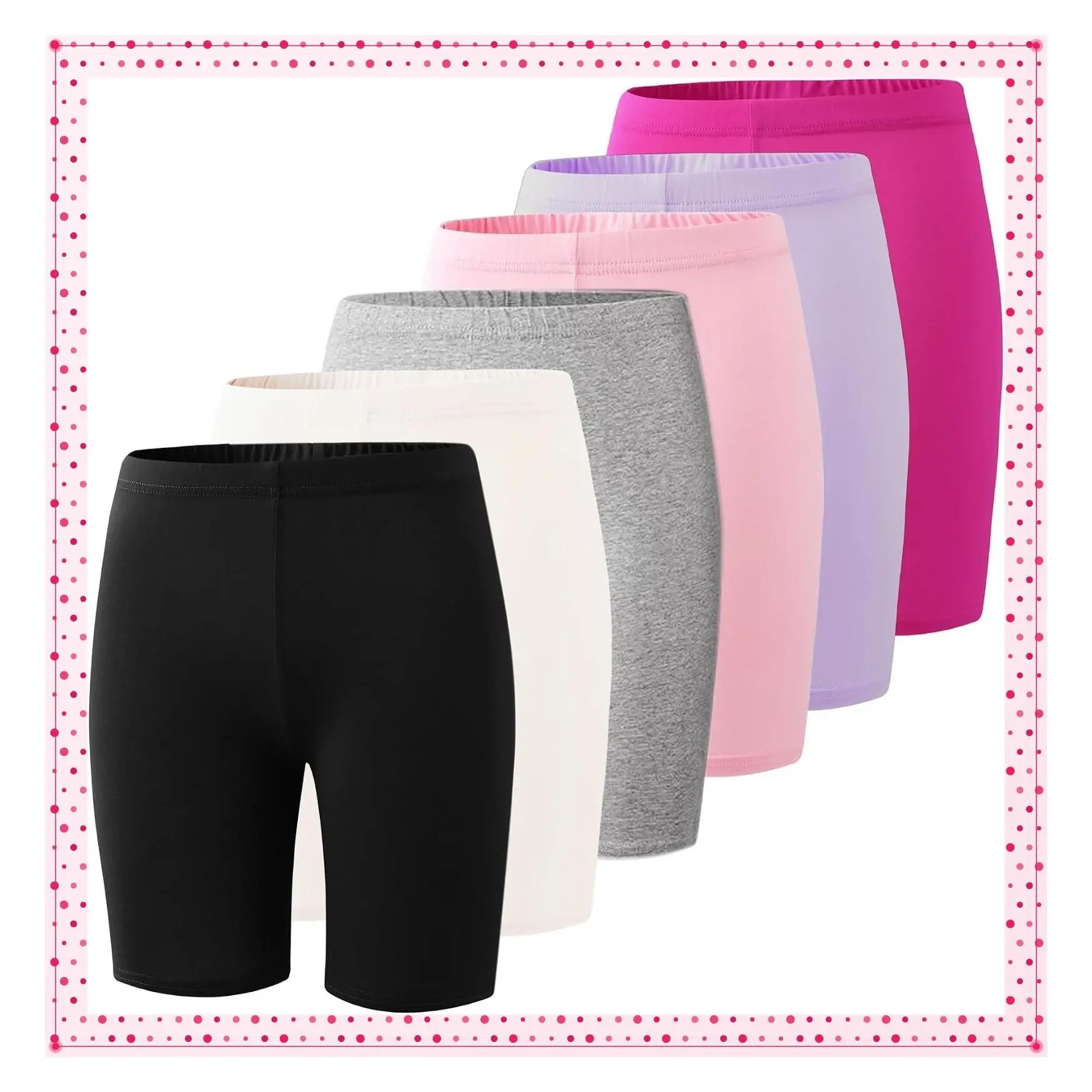 6-Pack Girls' Compression Spandex Shorts for Ages 4-12 | Athletic Shorts for Gym, Dance, Yoga, Volleyball & Bike RidingGift