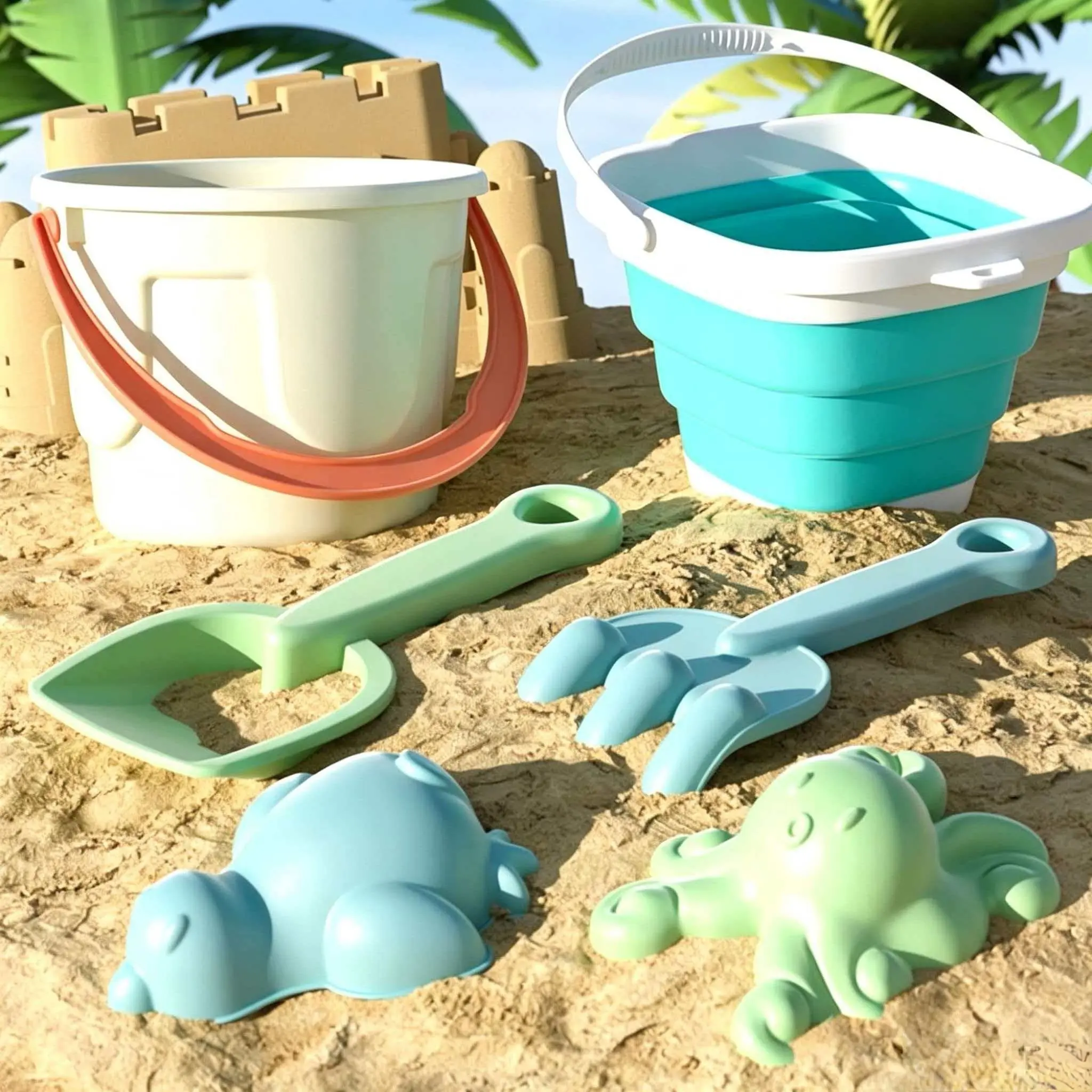 Foldable Beach Bucket Toy, Durable Sand Digging Bucket for Beach and Sandbox Play Activities, Multi-Functional Travel Outdoor Gear, Easy to Carry