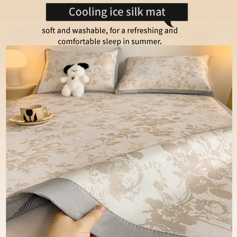 2026 New Type A Ice Rattan Mat/Ice Silk Cooling Mattress - Summer Cooling, Soft, Machine Washable, Pillowcase Included