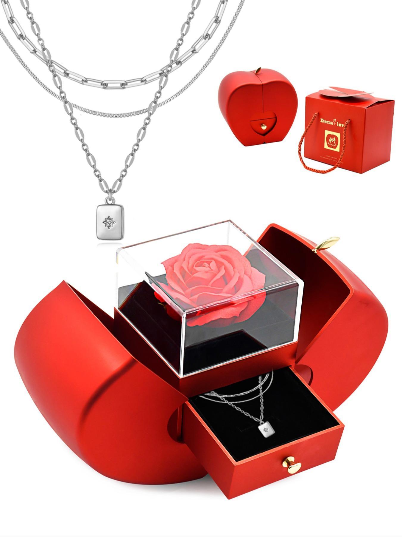 3 Piece Trendy Grid Paperclip Box Chain Set with Sparkling Star Artificial Zircon Rectangle Mini Pendant Necklace Minimalist Chain Necklace