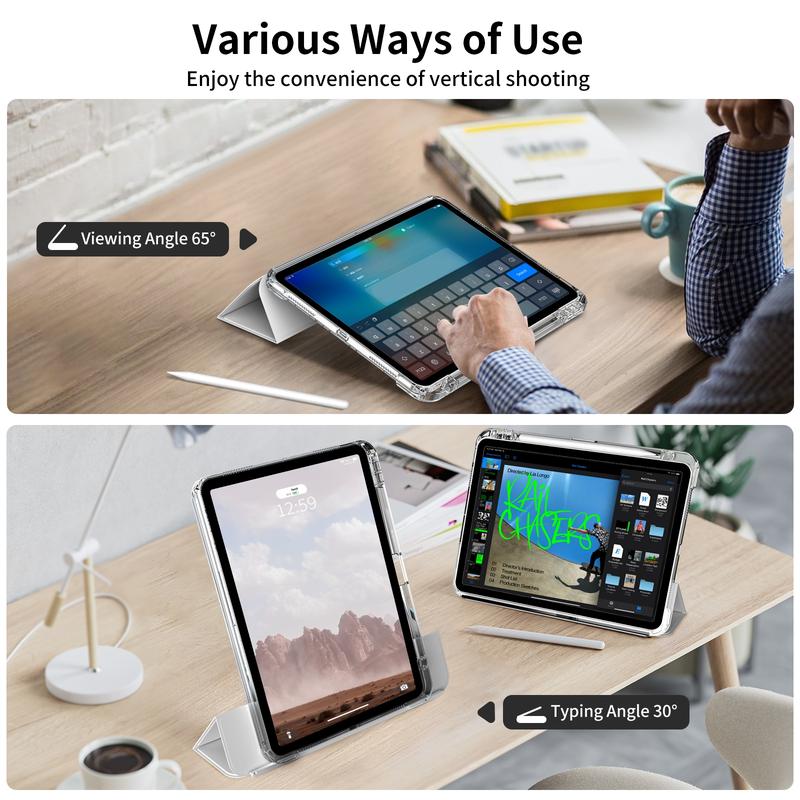 KENKE Transparent Tablet Case with Pen Holder, 1 Count Detachable Tablet Protective Cover, Smart Tablet Protector for iPad