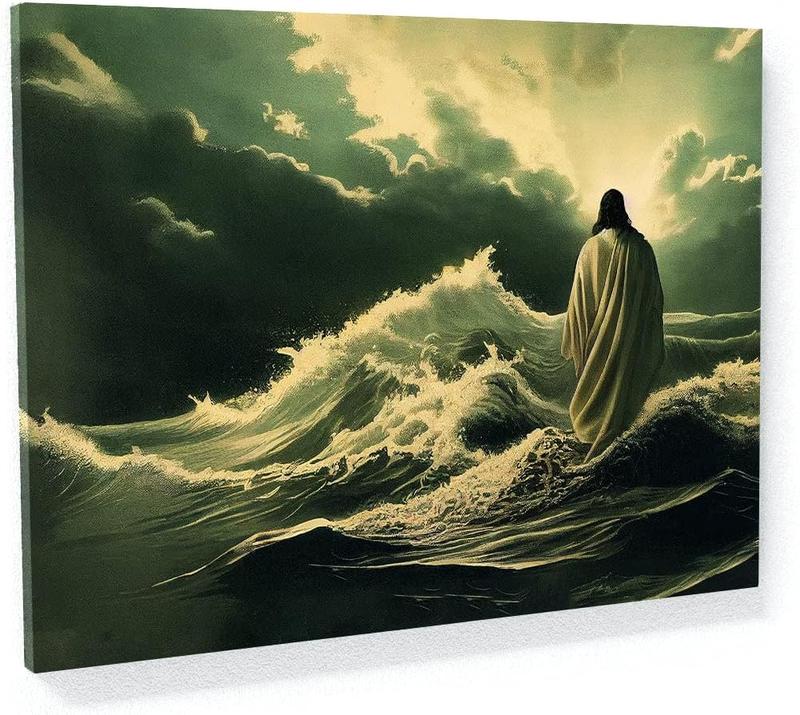 1 Count Sense Canvas Jesus 1 Canvas Art - Home Decor Wall Art Print Poster Painting Large 16x12inch Frameless