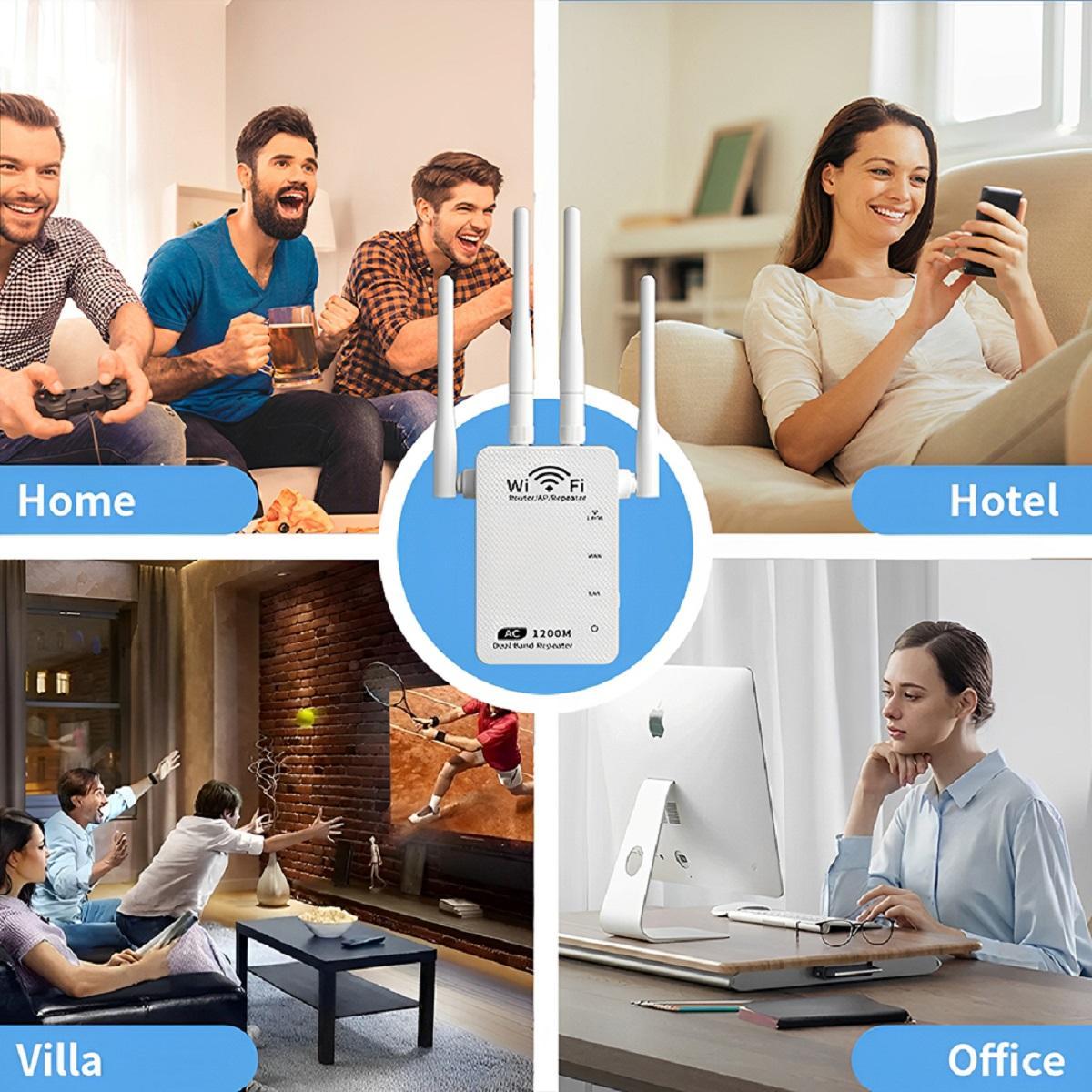 Upgraded WiFi Extender 2025, 1200Mbps Dual-Band(5GHz & 2.4GHz), Signal ...
