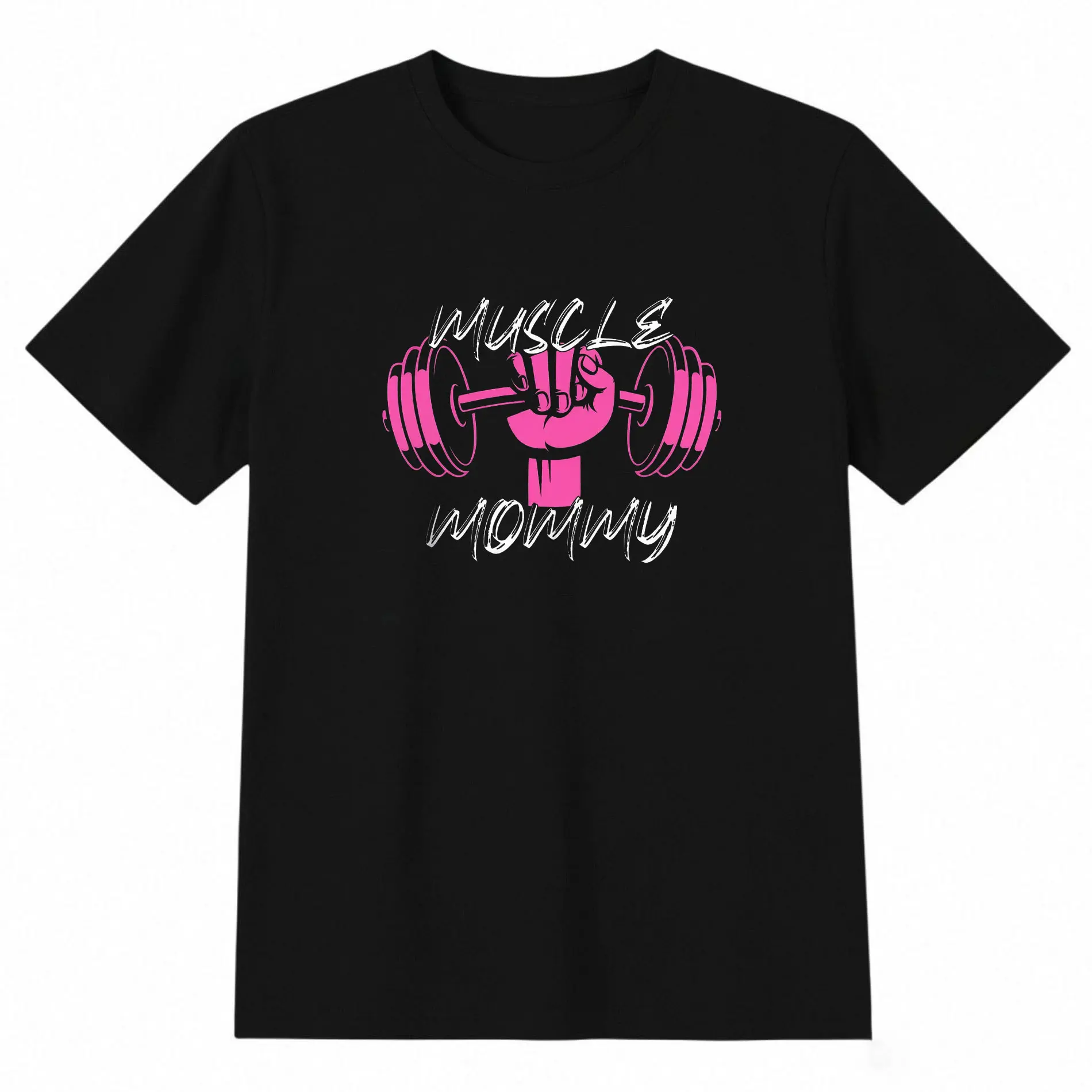 Women's Athletic Graphic T-Shirt, "Muscle Mommy" Crew Neck,  Workouts & Casual Wear, Ladies, Sporty Chic, Short Sleeve, Fitness, T Shirt