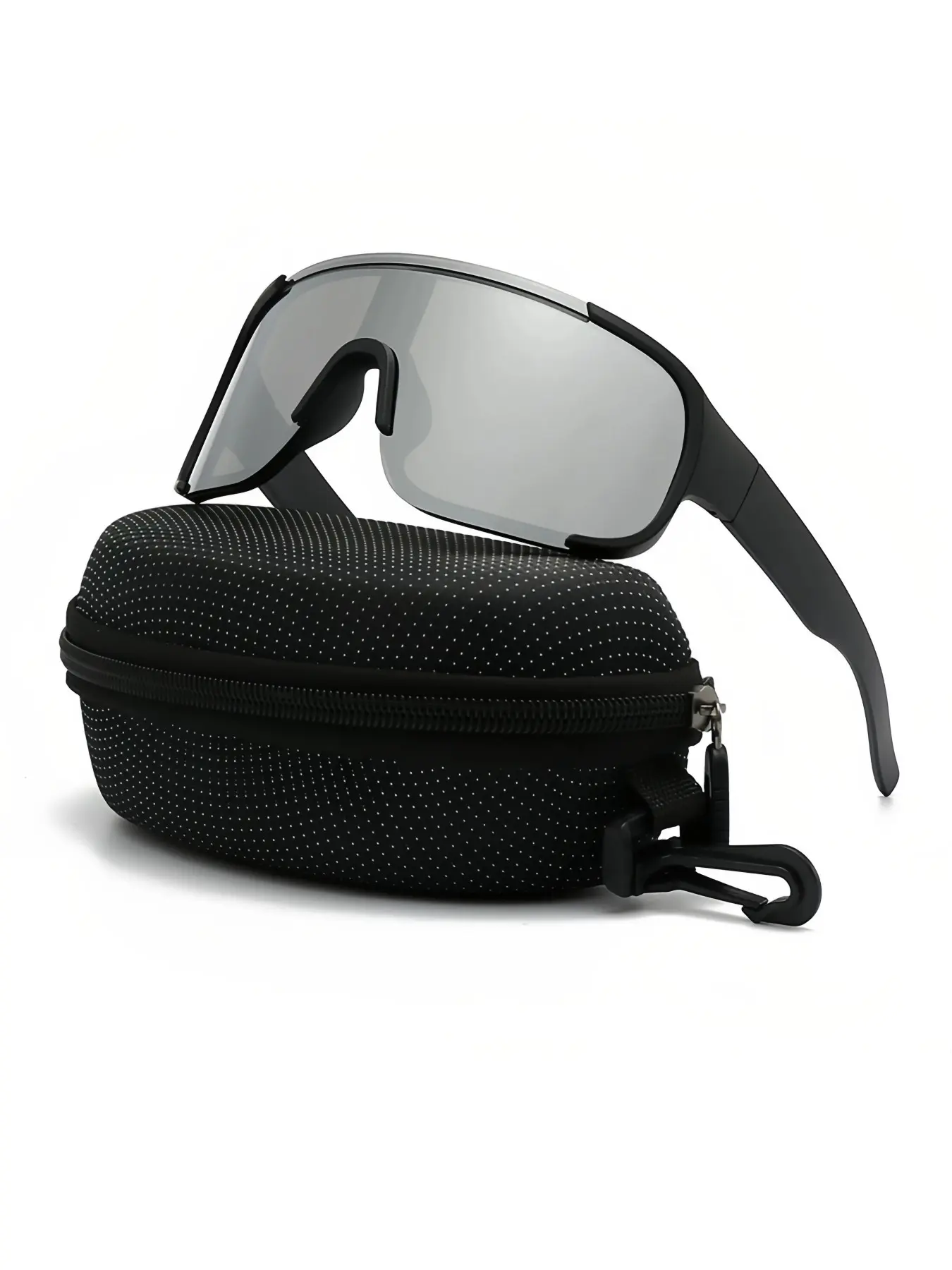 Sports Polarized Mirrored Sunglasses, Windproof One Piece Lens, UV Protection, Casual Style, for Ski, Cycling, Mountain Biking, Men Women，Free High Quality Zipper Glasses CasePortable