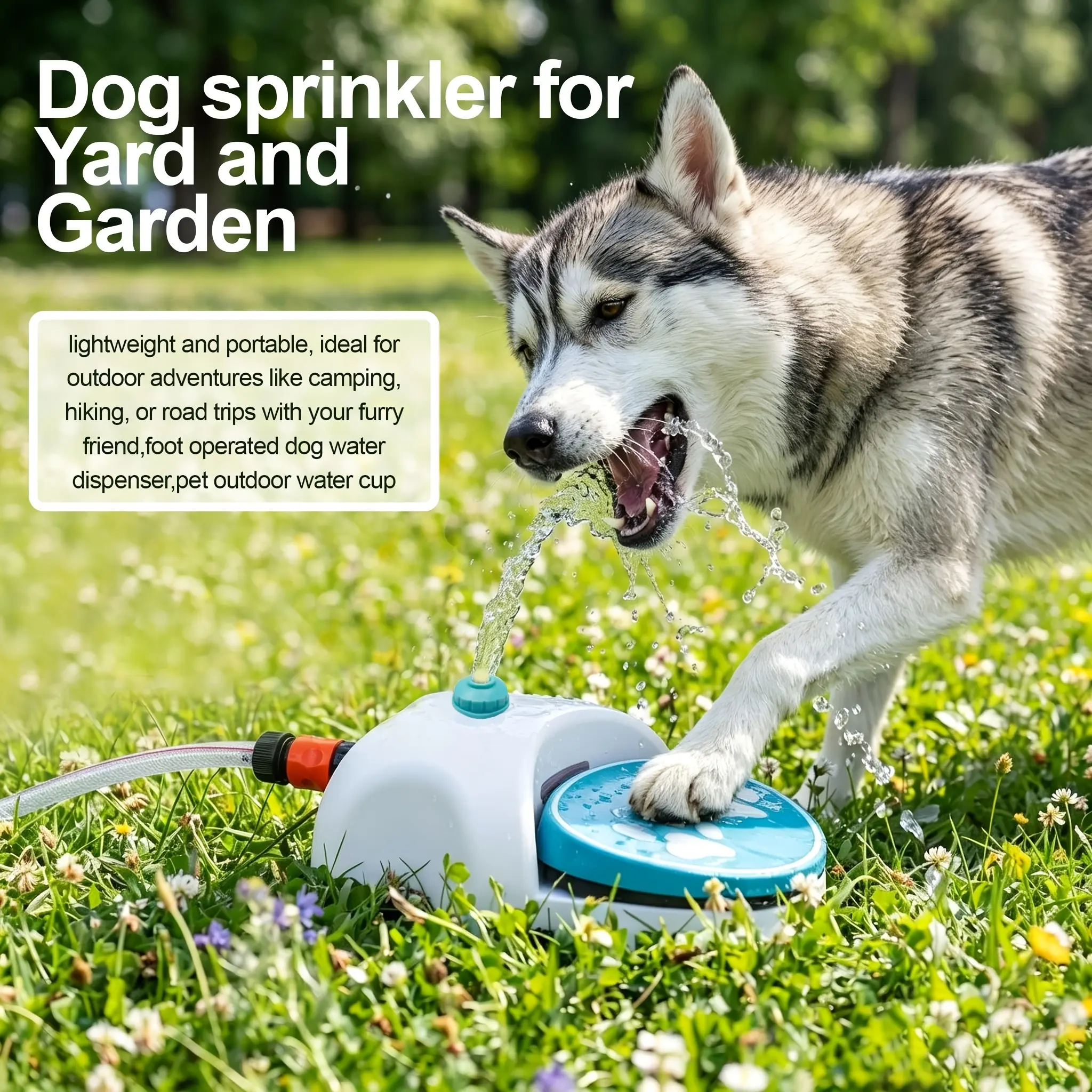 1pc Pet Foot Treadle Drinking Fountain, Dog Water Sprinkler Providing Fresh Water Anytime, Dog-Operated Treadle Device to Start Water Flow, Encouraging Fun Drinking Activity, Sturdy And Portable with Hose And Connector, Suitable for Camping, Hiking