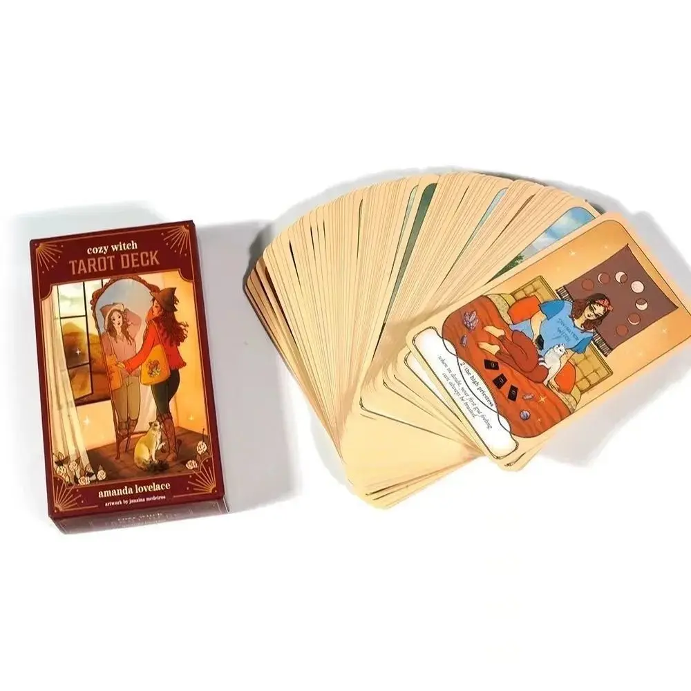 Cozy Witch Tarot Cards 78 Pieces, Portable Fortune-Telling Game, Brain Teaser Multiplayer, Easter Christmas Halloween Gift