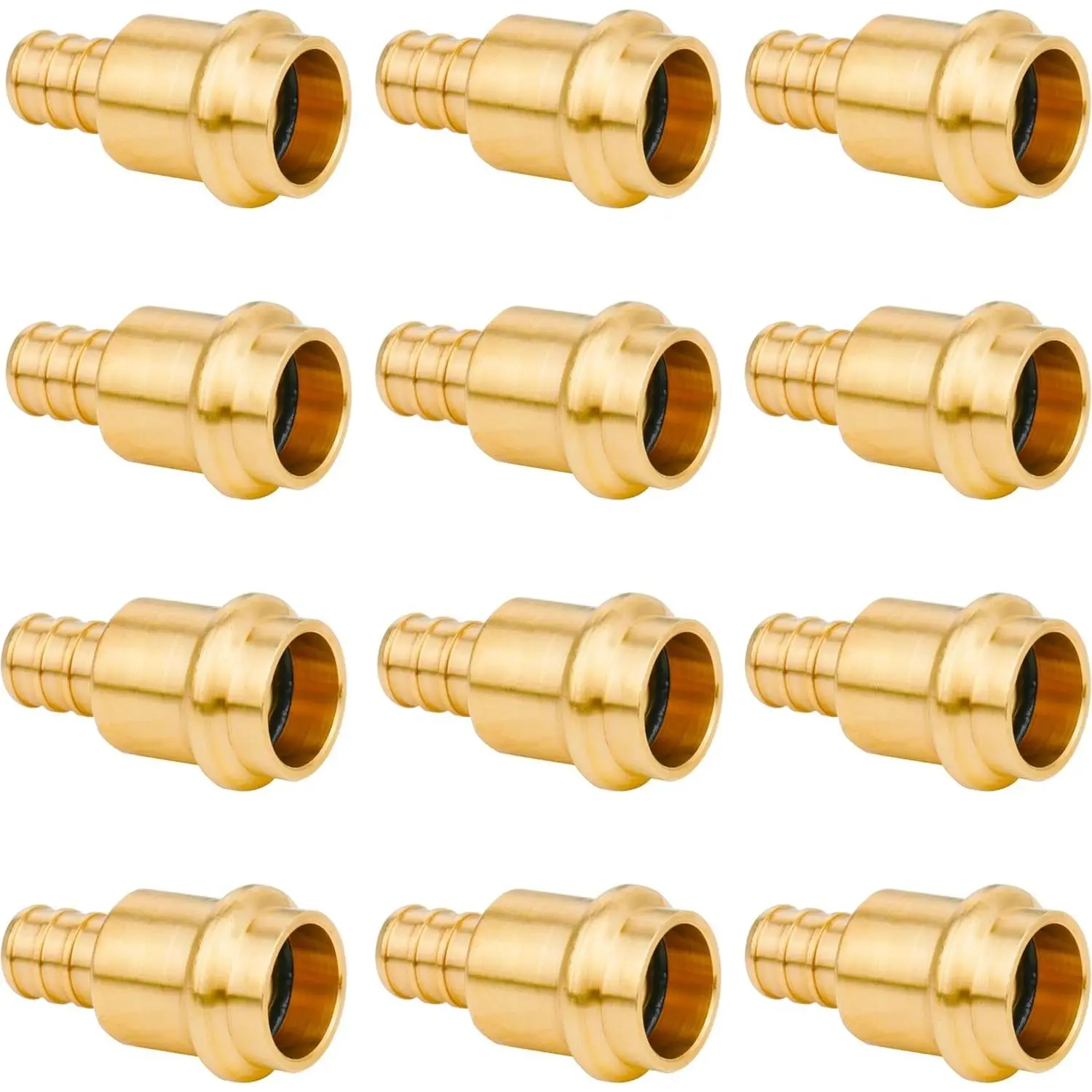 12 Pack 1/2" Press Pro press x 1/2" PEX Adapter Crimp Fittings Brass Coupling Connect from Cooper to Pex B Pipe（Lead-Free,pro press copper to pex adapter)