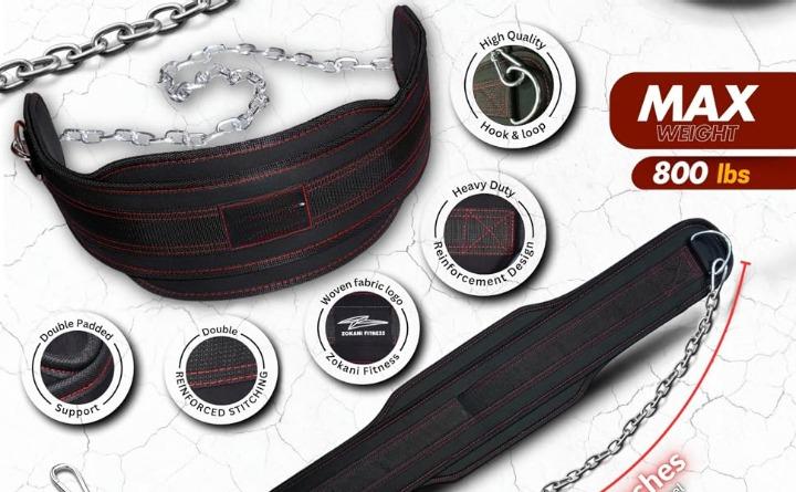 Weighted Pull-up Belt with Chain, Fitness Strength Training Waist belt, Squat belt, deadlifts, pull Up Weight Belt, Dipping Belt, Men and Women Weighted Pull-up Belt with Chain, Fitness Strength Training Waist belt, Squat belt, deadlifts, pull Up Weight Belt, Dipping Belt, Men and Women