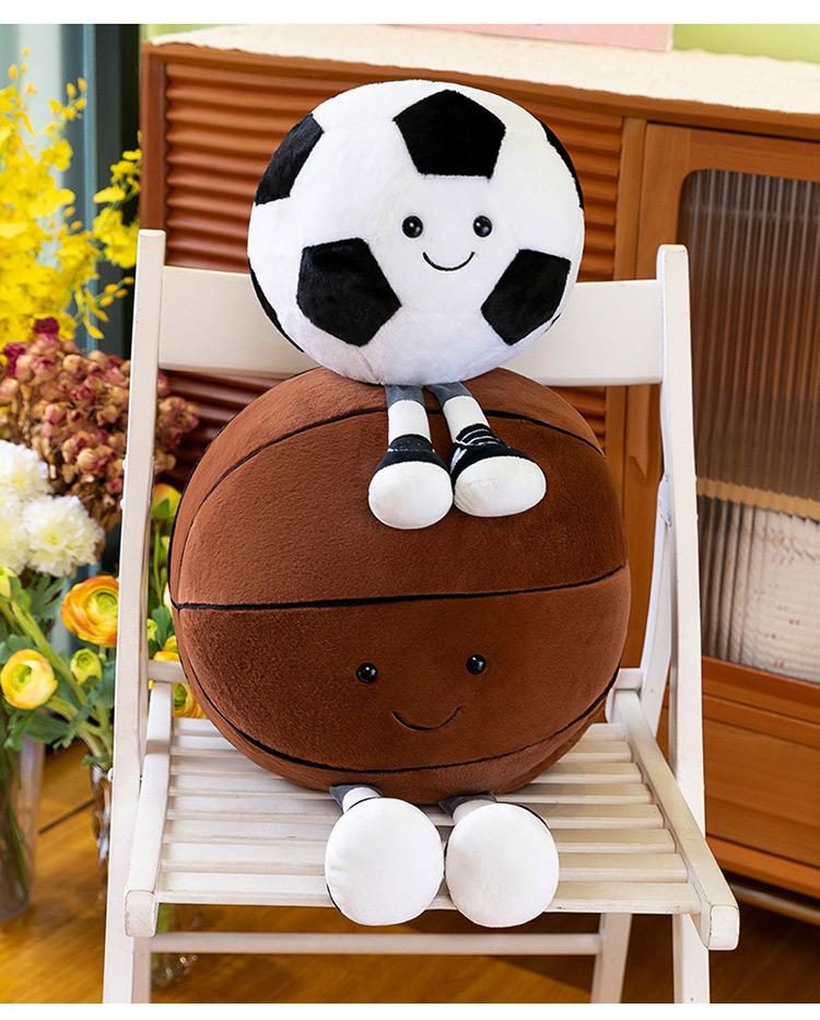 9.8-inch Basketball Plush Toy, Soft Filling Sports Plush Ball, Cute and Funny American Basketball Doll with Feet, Creative Basketball Ball-Shaped Decorative Cushion - Boys Girls Plush Toy, Basketball Pillow Gift, Suitable for Room Decoration, Sofa or Bed