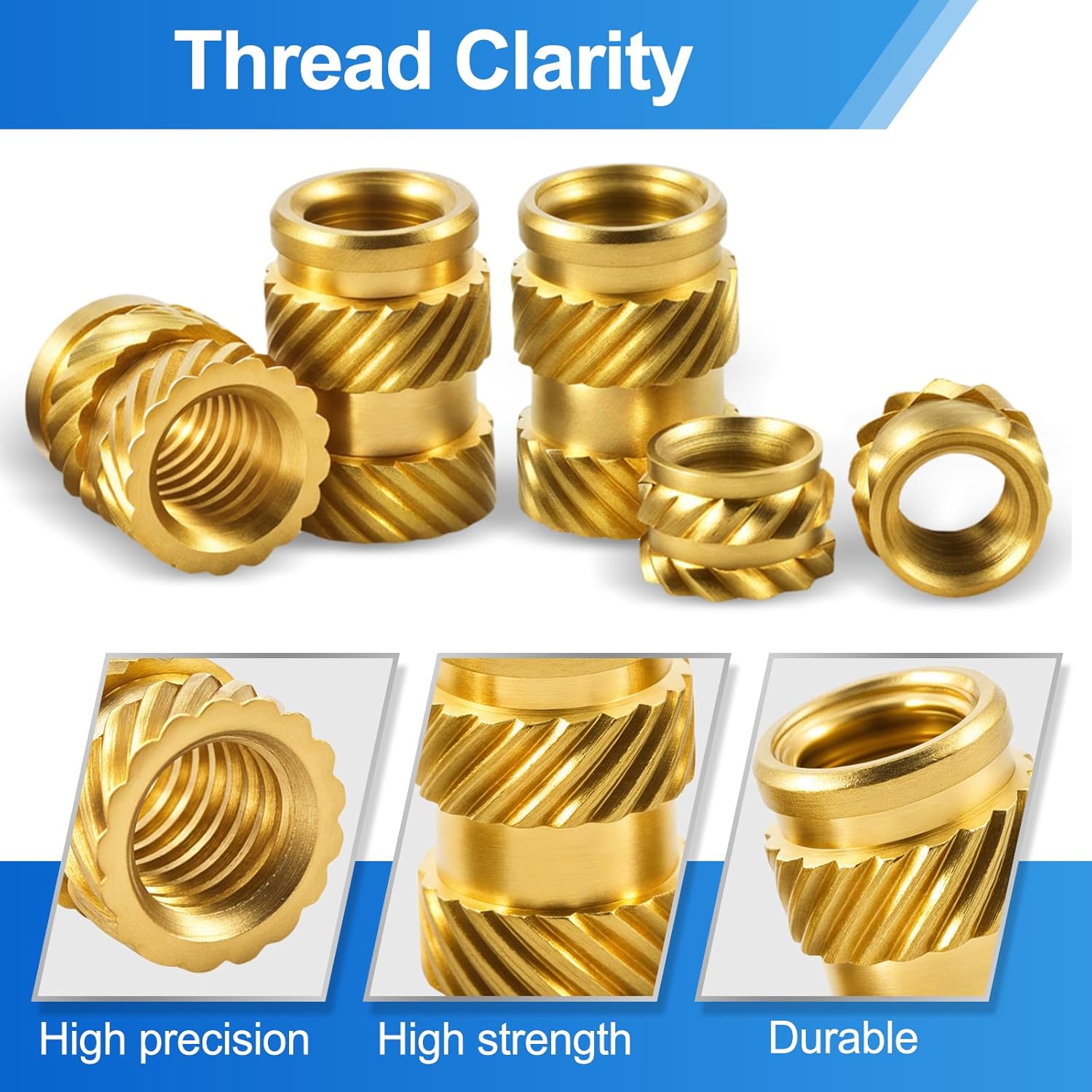 400 count   Brass Threaded Inserts Kit, M2 M2.5 M3 M4 M5 M6 Female Metric Knurled Insert Nuts, Heat Set Inserts for Plastic &  Printing Components