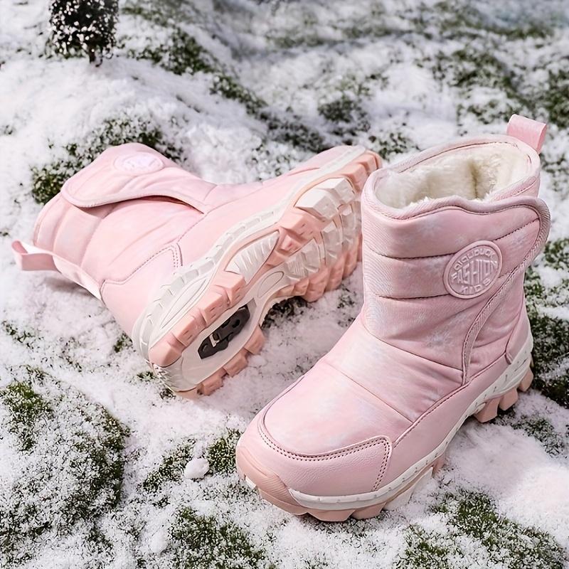 Children's sports snow boots, new autumn and winter fashion snowflake warm -lined long boots for girls, high-quality thick padded closure for teenagers, Christmas gift sports shoes for children