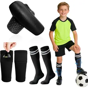Father's Day Parent-Kid Soccer Training Gifts for Dad| Complete Soccer Shin Guard Set with Pocketed Sleeves & Anti-Slip Grip Socks| Protective Football Gear for Boys Girls Youth Ages 3-15
