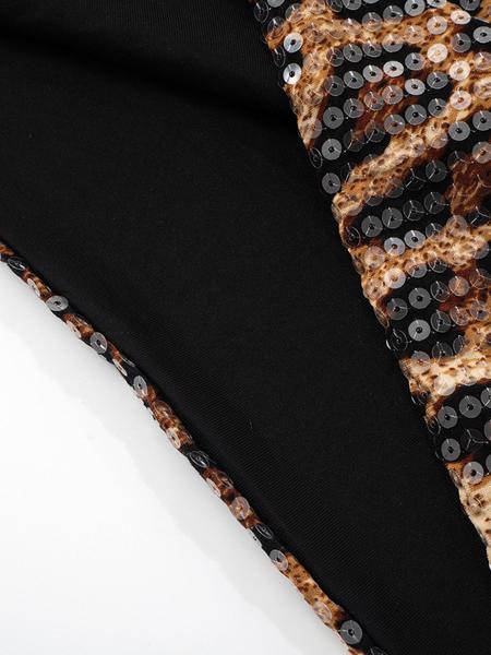 Women's Leopard Print Sequins Halter Dress, Fashion Casual Deep V Neck Backless Dress for Party Club Dating Wear, Women Dress for Summer, Womenswear