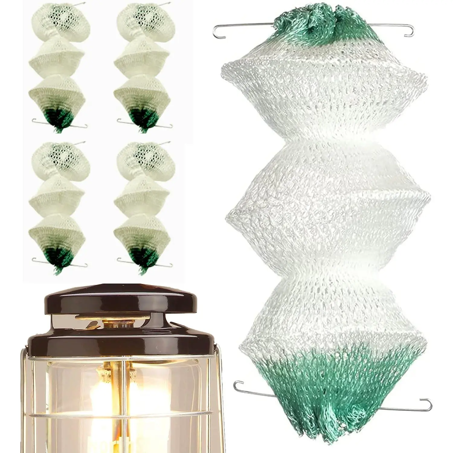 4 Pack Lantern Mantles for  Gas Lamp | Fits 2000,2500,2555,2600 | 3-Layer Accordion Shape,2 Metal Clips,Long Lasting,Easy Install.  mantles for  outdoor gas camping lanterns