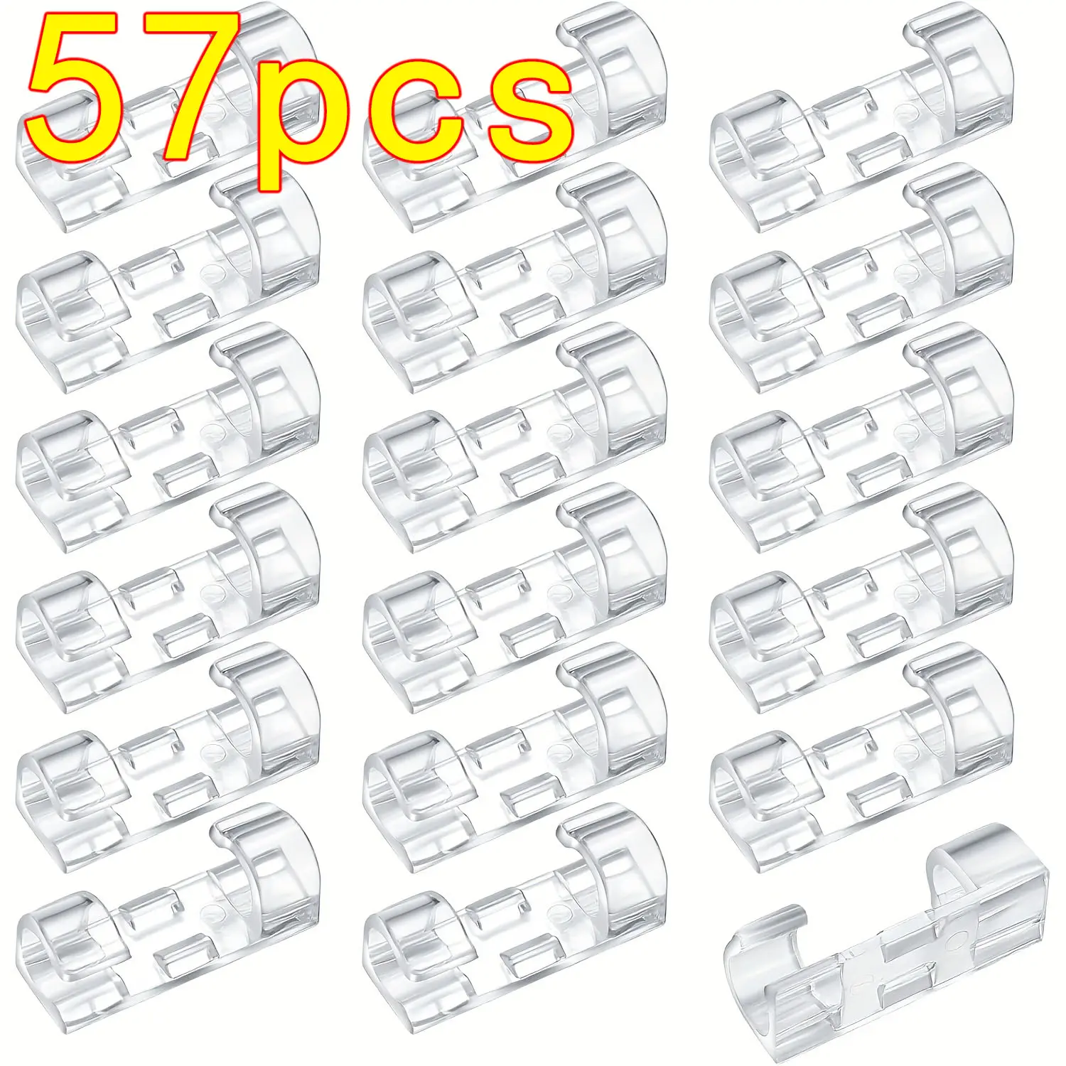 Cable Clip, 57pcs Transparent Cable Management Clip, Durable Cable Organizer for Car, Office, Home, Desk, Computer, TV, Laptop, Network Cable