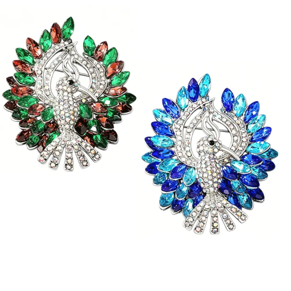 Vintage Women Men Luxury Full Crystal Peacock Brooch Pin Fashion Gorgeous Rhinestone Badges Corsages Gift