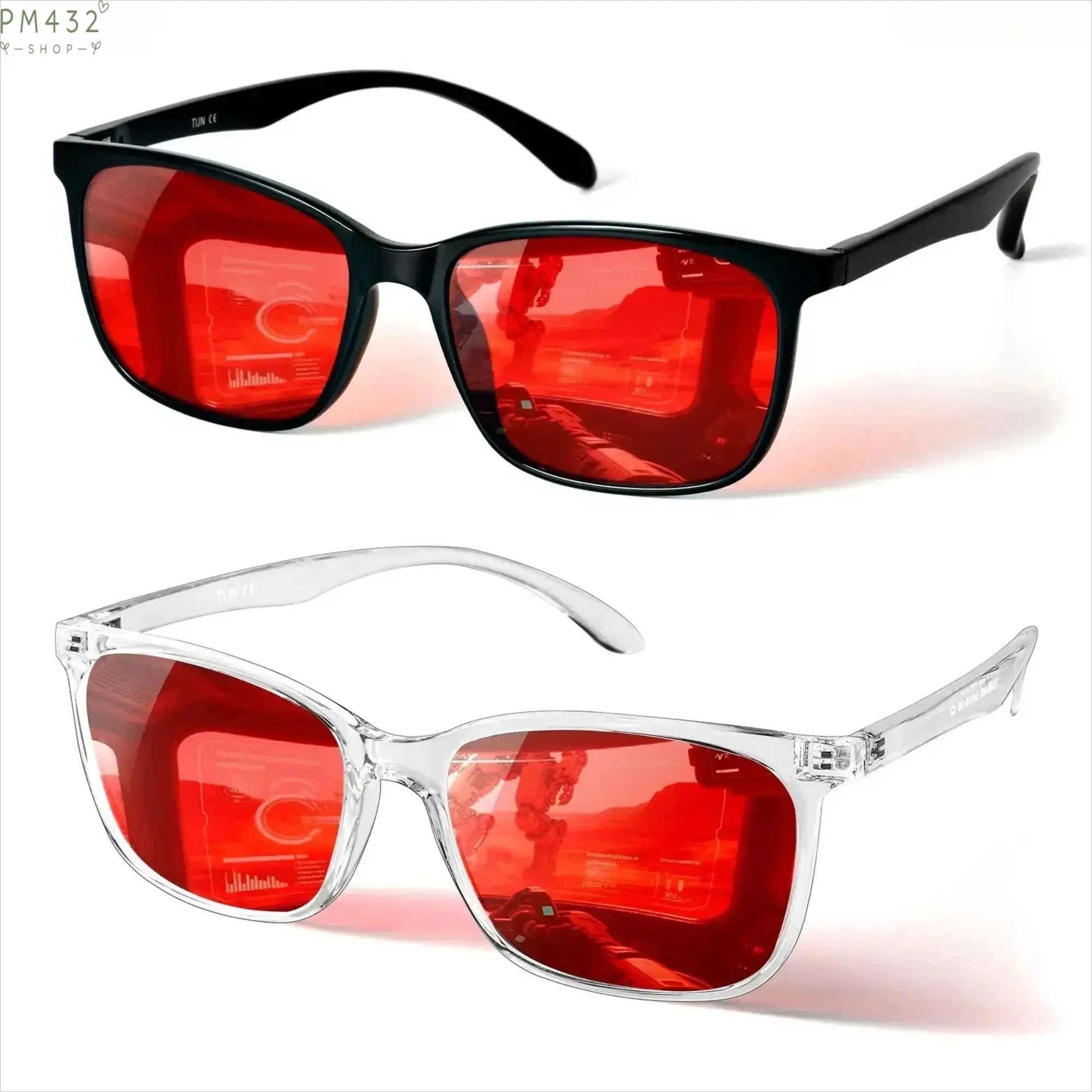 Blue Light Blocking Glasses for Men & Women, Red Lens Sleep Glasses with UV Protection, Lightweight TR90 Square Frame Computer Glasses, Anti Eye Strain Eyewear for Gaming, Screen Time, Night Use & Daily Wear