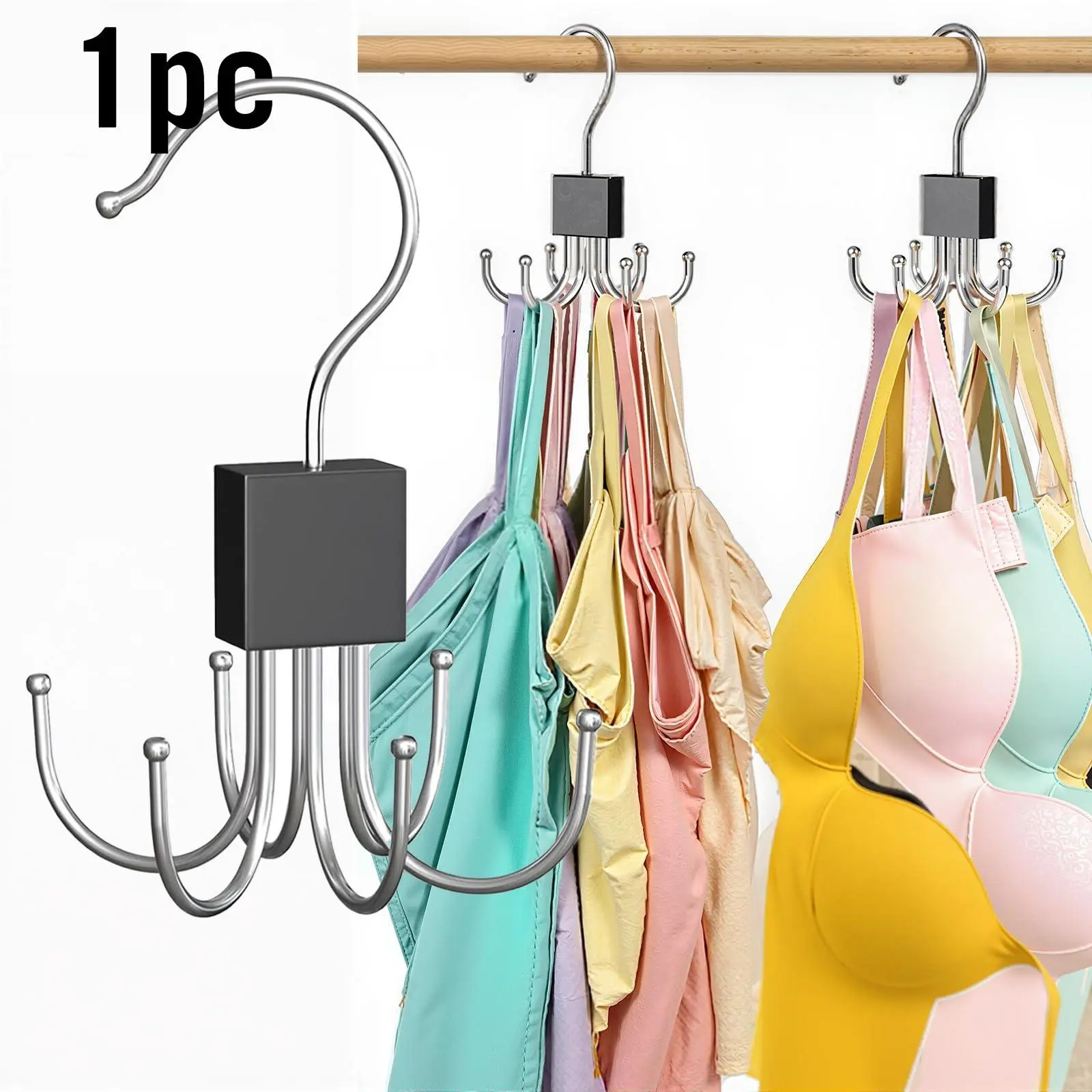 [360 °     Rotatable Hook] 1pc Vest-Style Hanger, Bra Hanger - 360 °     Rotatable Hook Holds 36 Items, Space-Saving Wardrobe Organizer for Vests, Bras, Scarves, Wallets, Etc. Bra Storage Wardrobe