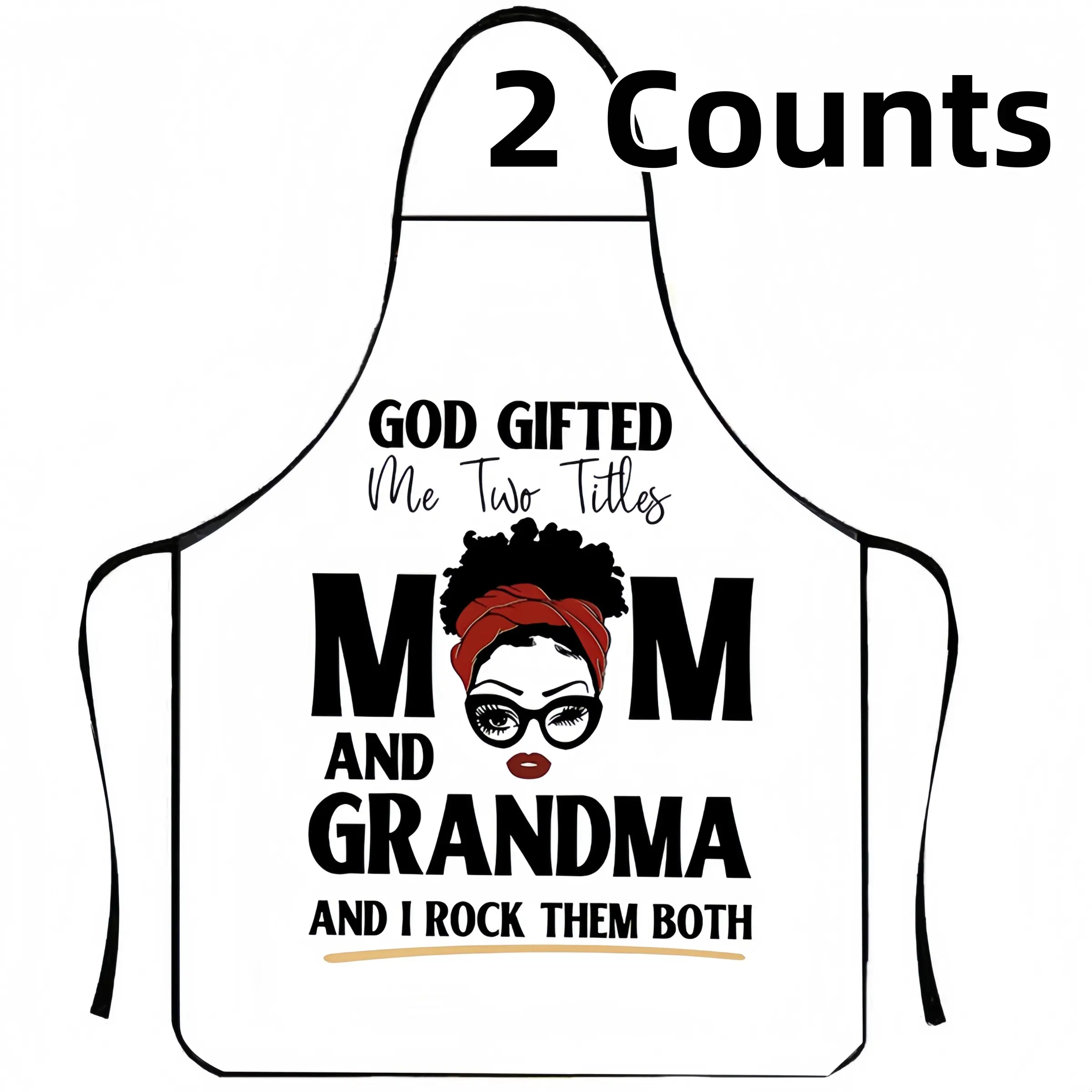 Mom&Grandma Apron Set,2-piece Set Polyester Apron for Women,Cleaning Tool,Nails Design Tool,Spanish Word Aprons,Funny Mexican Style Cooking Apron,Kitchen&Cleaning Essential