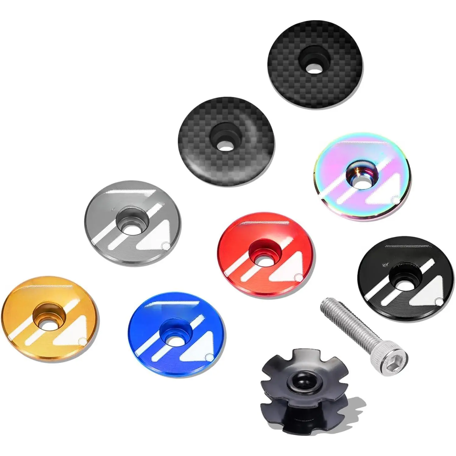 Headset Top Cap &  Nut Fit 1-1/8" Fork Handlebar Stems |  Alloy/ Carbon Fiber Headset Top Cap with  Screw