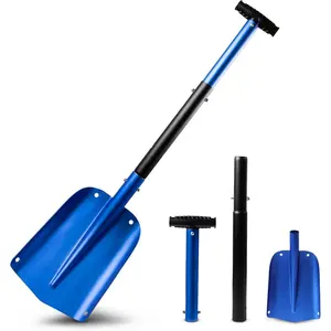 32inch Multi-Purpose Snow Shovel for Car Driveway|   Lightweight aluminum shovel for snow, sand and garden|   Heavy Duty Foldable Three-Piece Shovel Set Suitable for Cars, Homes, and Outdoors (Blue)