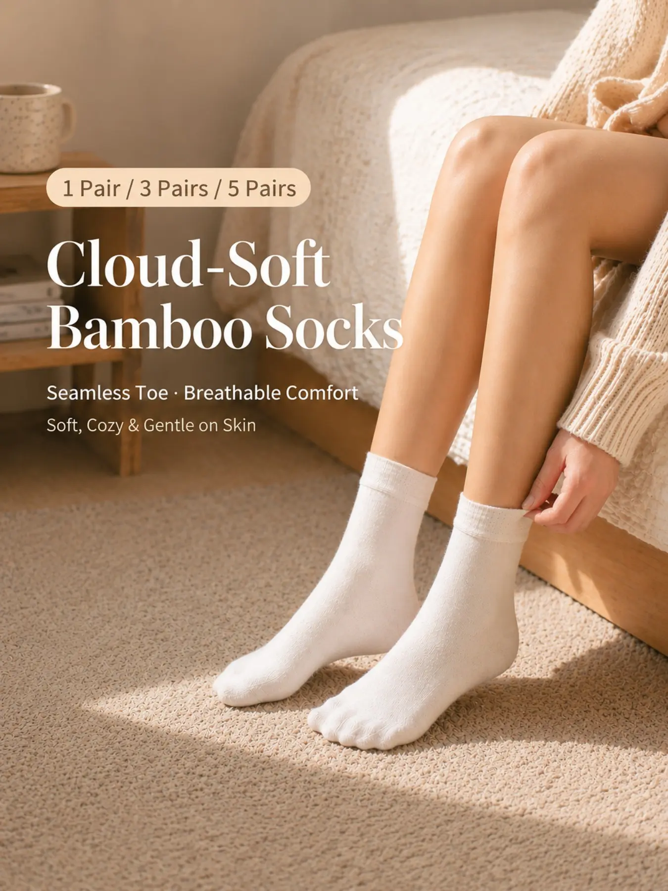 Cloud Soft Crew Socks for Women, Ultra Soft Cozy Socks with Seamless Toe, Available in 1 Pair, 3 Pairs or 5 Pairs