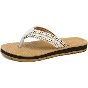 Women's Flip Flops Comfortable Arch Support Sandals Boho Non-Slip Cushion Thong Slippers for Beach Pool Casual Outdoor Daily Wear(Gift)