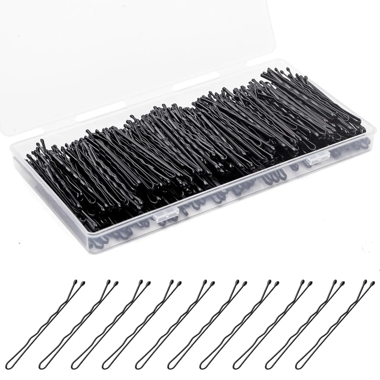 Bobby Pins 300 count, Bobby Pins Black 2Inches,   Invisible Wave Non Slip Hair Pins, for Girls, and Women, Bulk With Storage Box