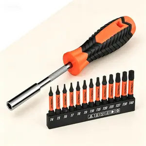 Security Torx Bit Set with Magnetic Holder,13-Piece Tamper Resistant Screwdriver Bits 2 inch T4 T5 T6 T7 T8 T9 T10 T15 T20 T25 T27 T30 T40,Reusable Long Reach Bit Set with Magnetic Driver,No Glue Needed Ergonomic Tool Kit for Electronics Repair