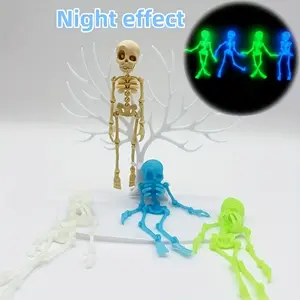 2-piece 3D printed multicolor Halloween skull decoration set with luminous effect | Mini skull with movable joints | Suitable for Halloween party, indoor/outdoor and home/office/car decoration | Easter, Christmas, parents' day and birthday.