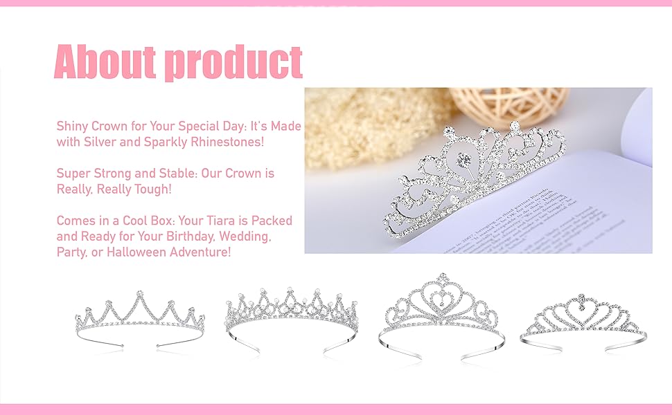 Mini Heart Rhinestone Tiara for Wedding Bride Prom Birthday Pegeant Prinecess Party-1 Pack