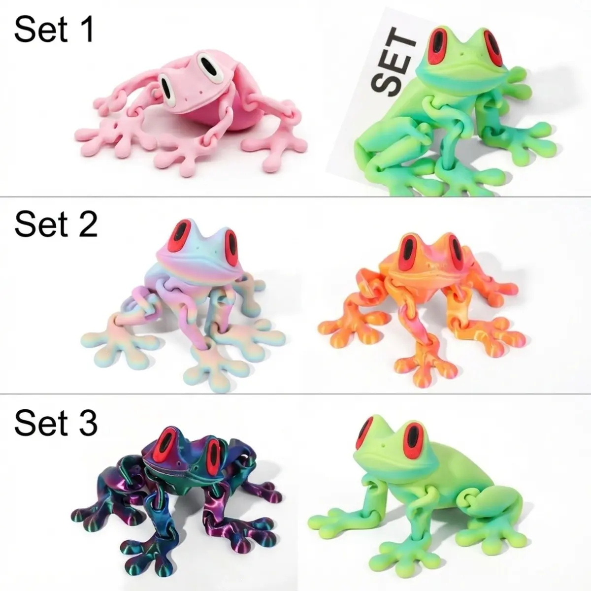 3D Printed Gradient Magnetic Joint Frog, Artistic Refrigerator Magnet, Unique Stress Relief Gift, Creative Collectible Toy, Magnets for Fridge