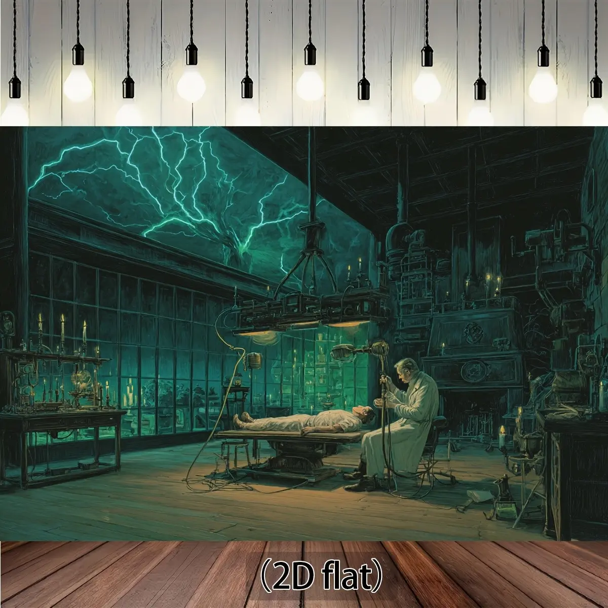 Halloween Lab Scene Backdrop, Retro Mad Scientist Lab Decor, Non-Electric Party Banner, Ghost House, Birthday, Horror Party Decoration